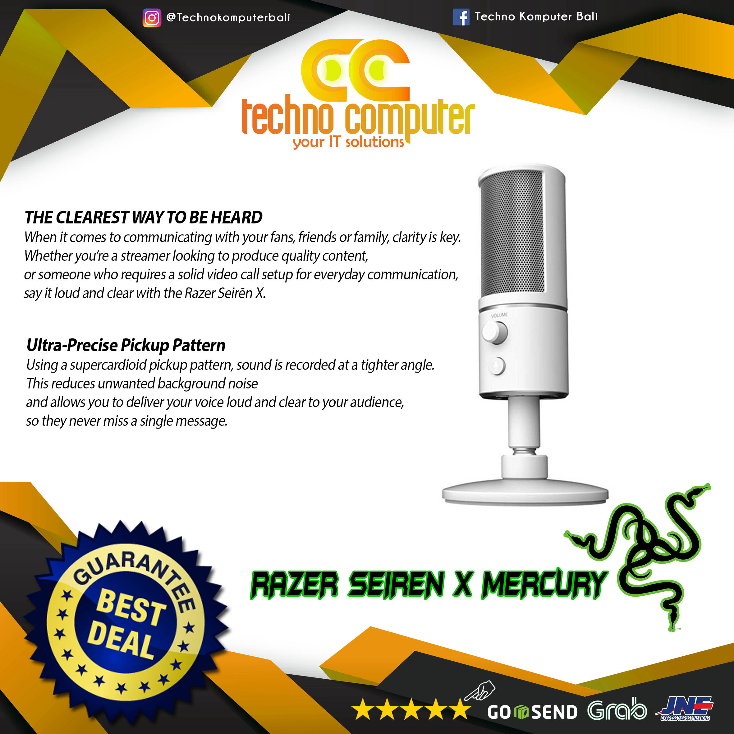 MICROPHONE CONDENSER RAZER SEIREN X MERCURY WHITE