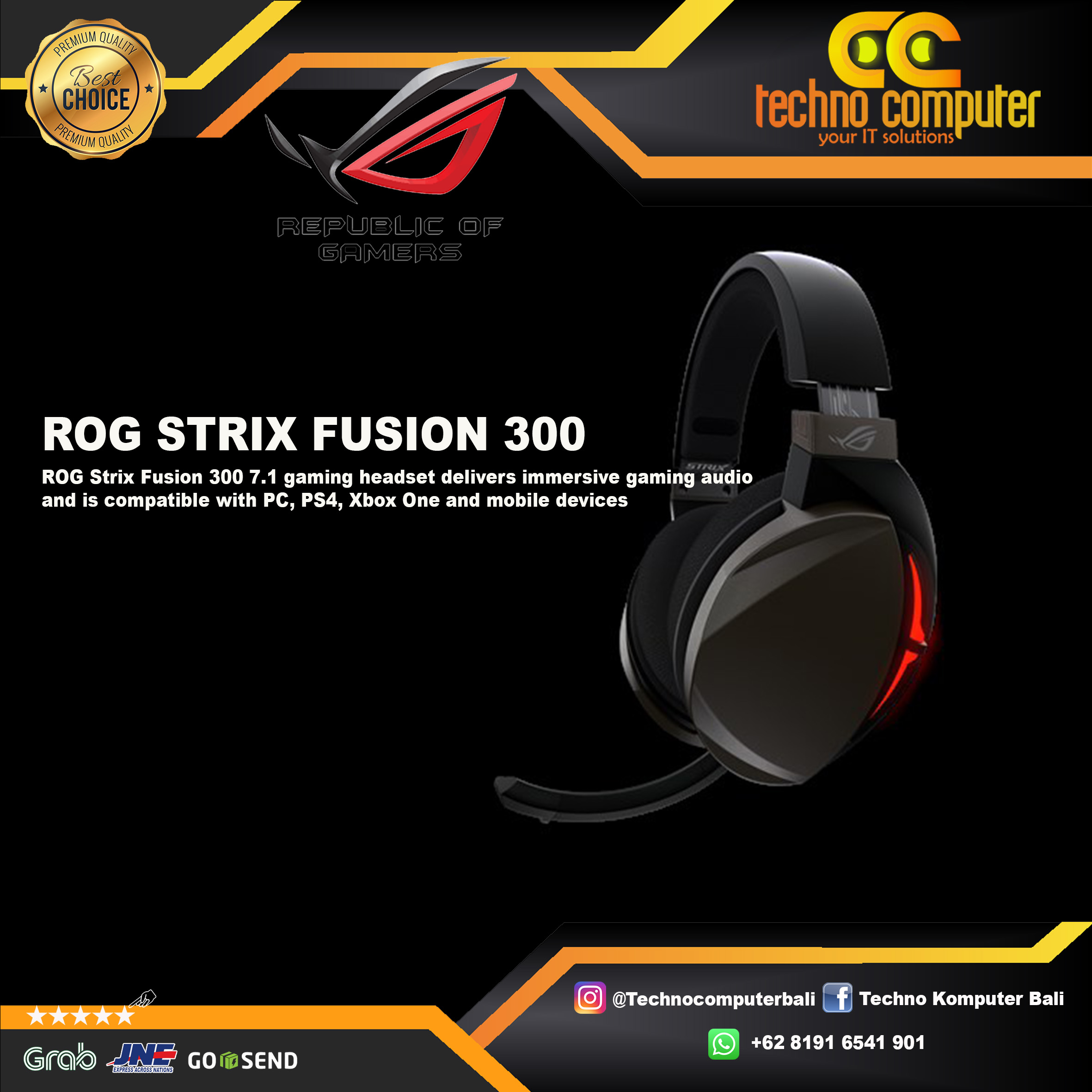 HEADSET ASUS ROG STRIX F300 7.1 GAMING HEADSET