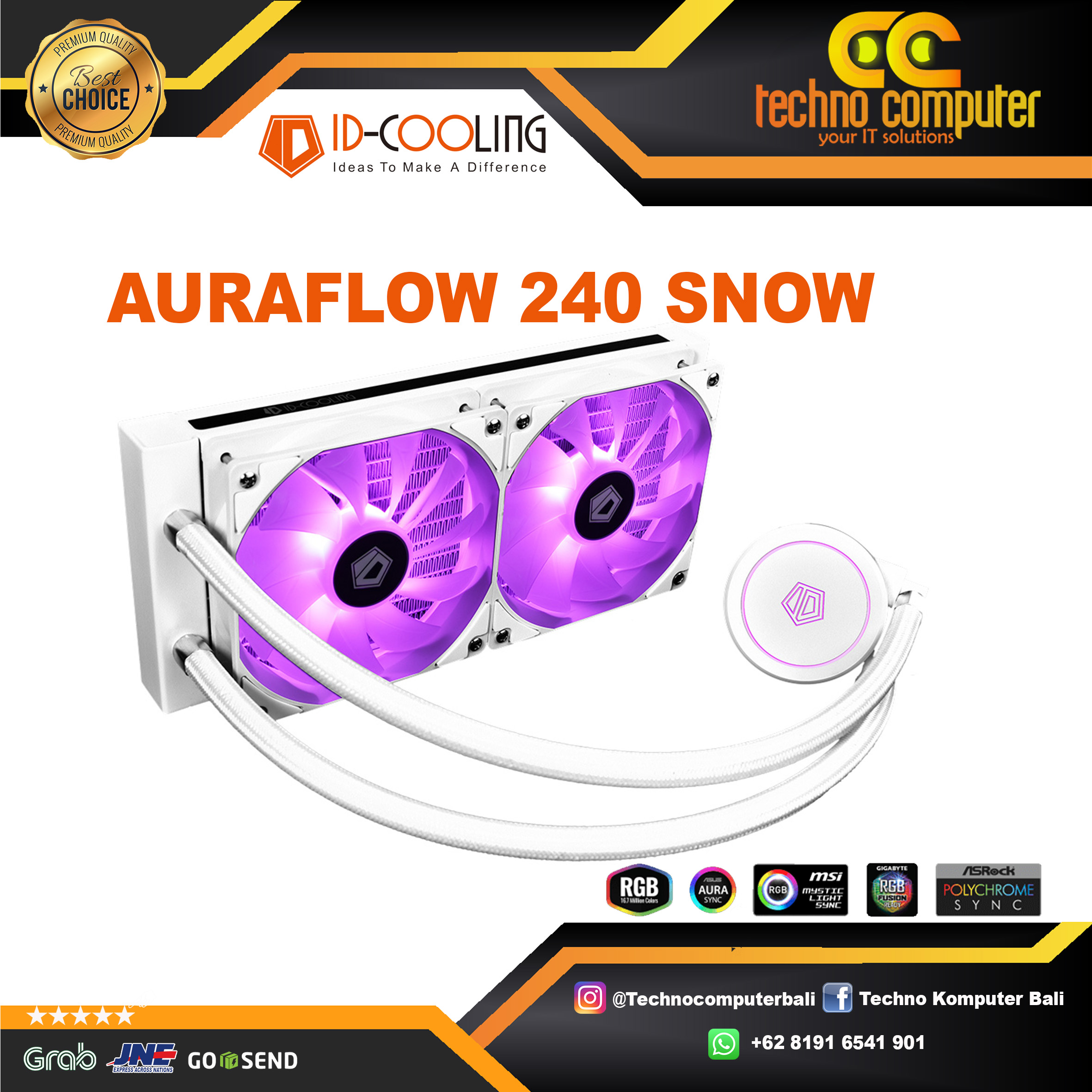 ID-COOLING AURAFLOW 240 RGB Snow Editions - 240mm AIO Liquid Cooler