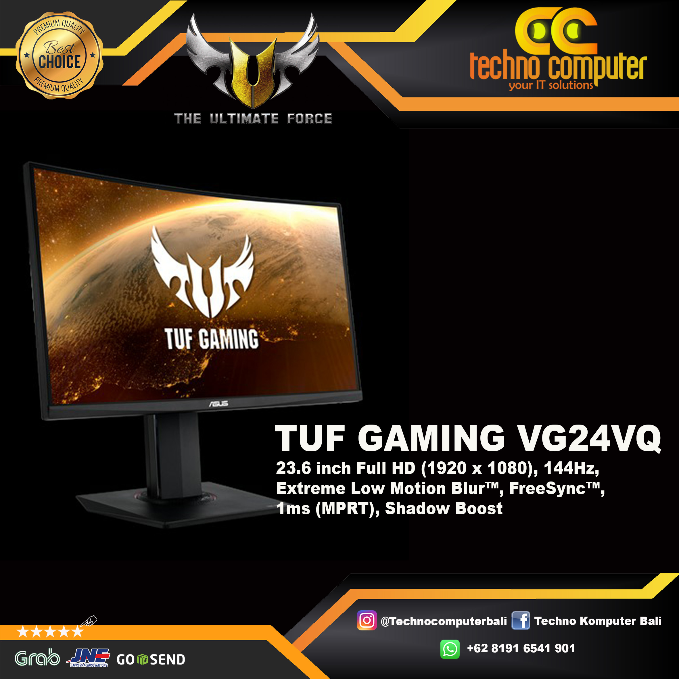ASUS TUF GAMING VG24VQ Curved Gaming Monitor - 24 inch FHD (1920 x 1080), VA, 144Hz, 1ms, FreeSync