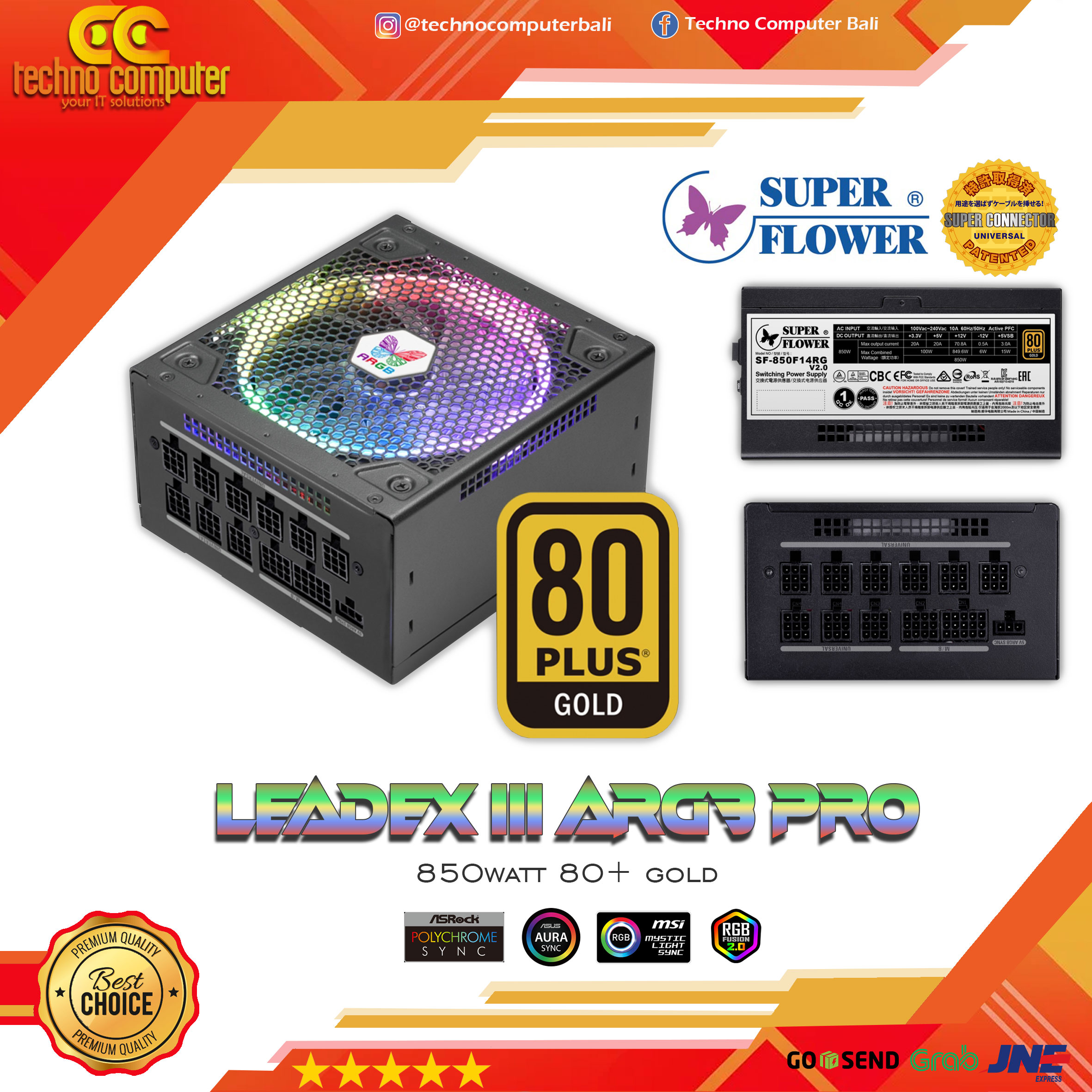 SUPER FLOWER Leadex III Gold ARGB PRO 850W 80+ Gold - Full Modular