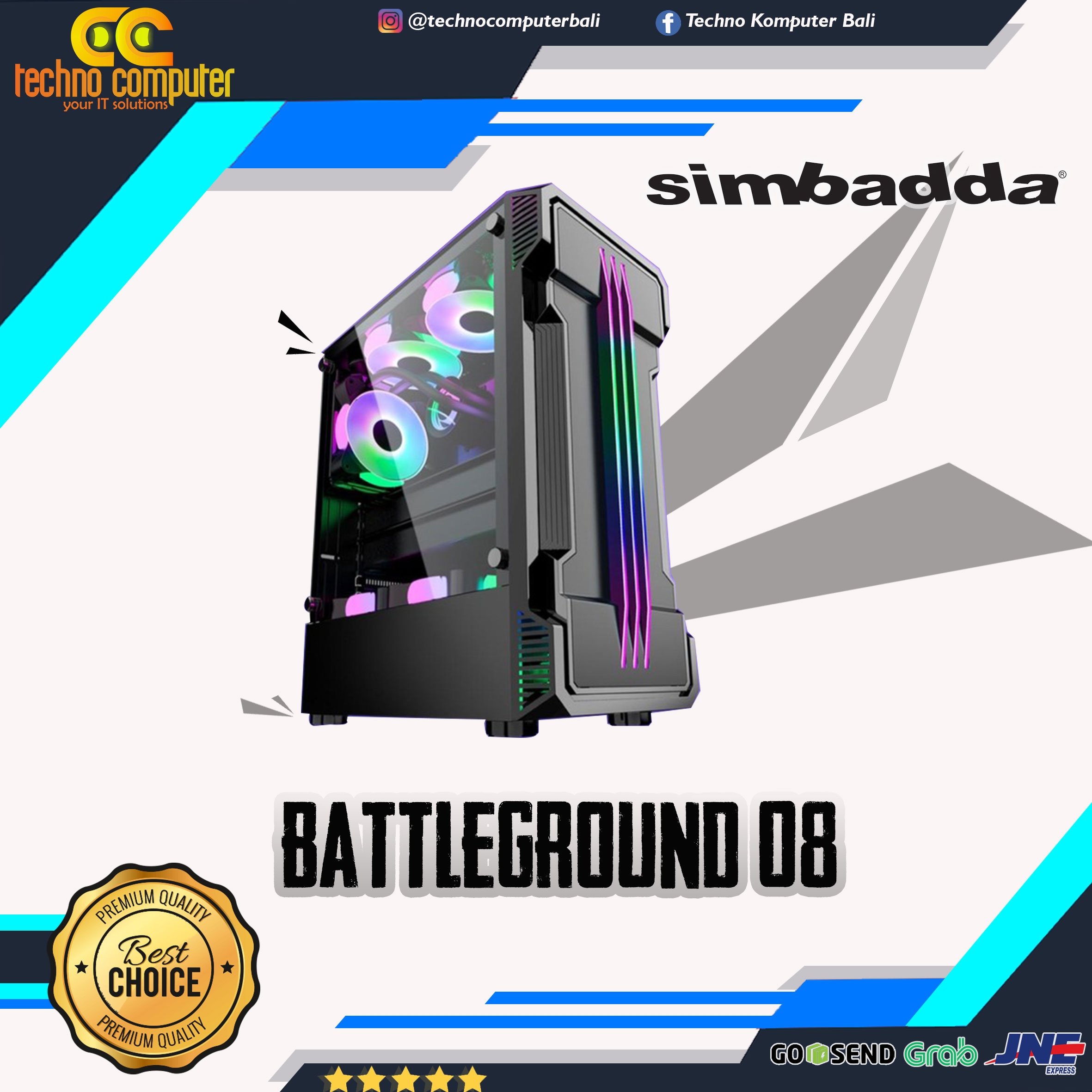 CASING SIMBADDA BATTLEGROUND 08 BLACK - ATX, mATX Tempered Glass