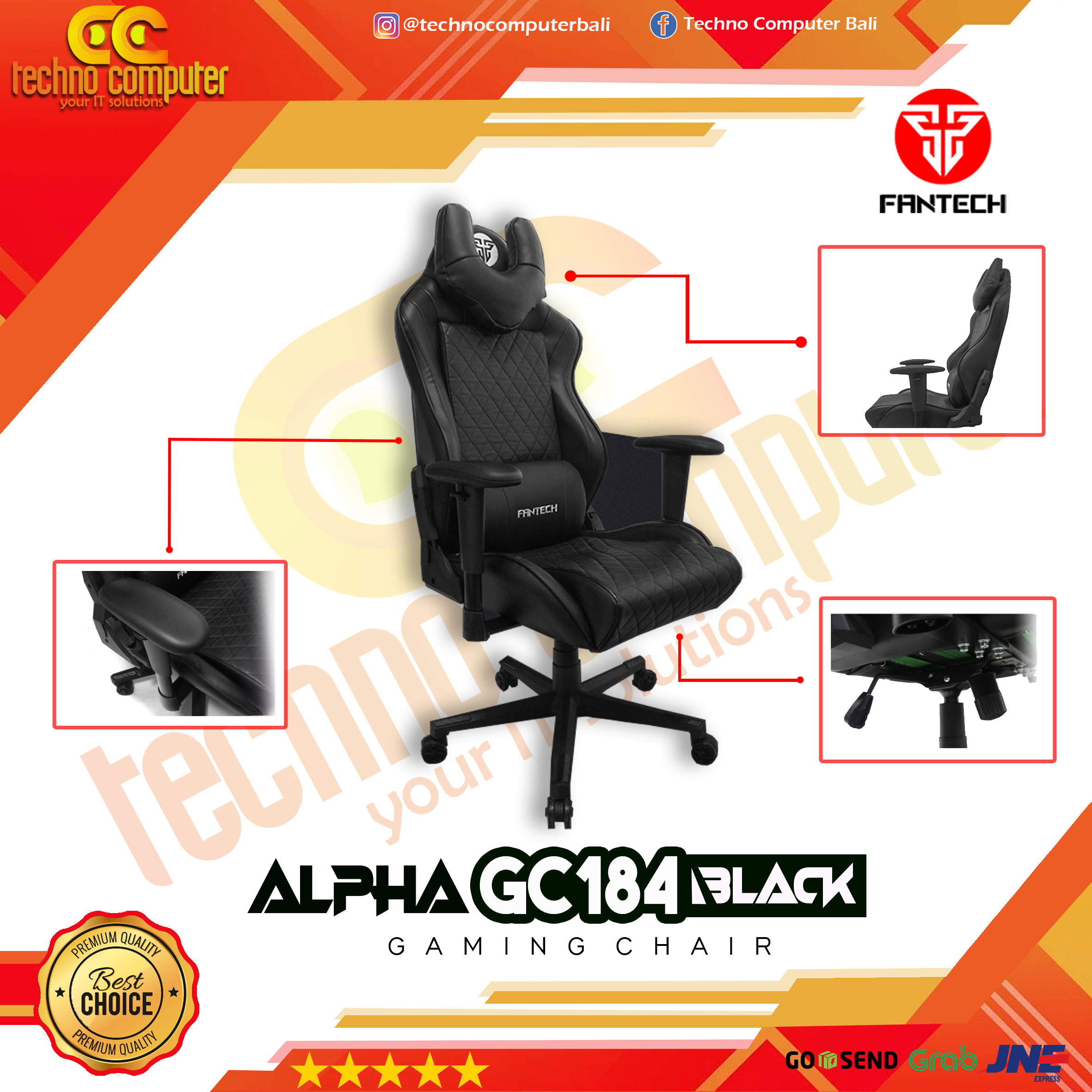KURSI GAMING FANTECH ALPHA GC-184 GAMING CHAIR - BLACK