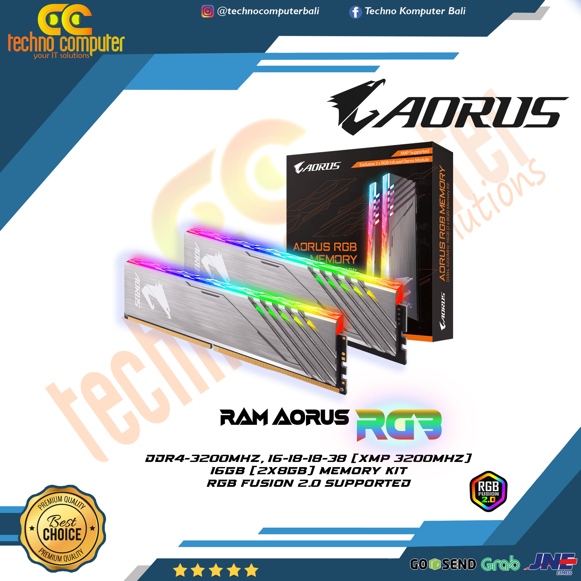 DDR4 AORUS RGB 16GB (2x8GB) Kit 3200MHz