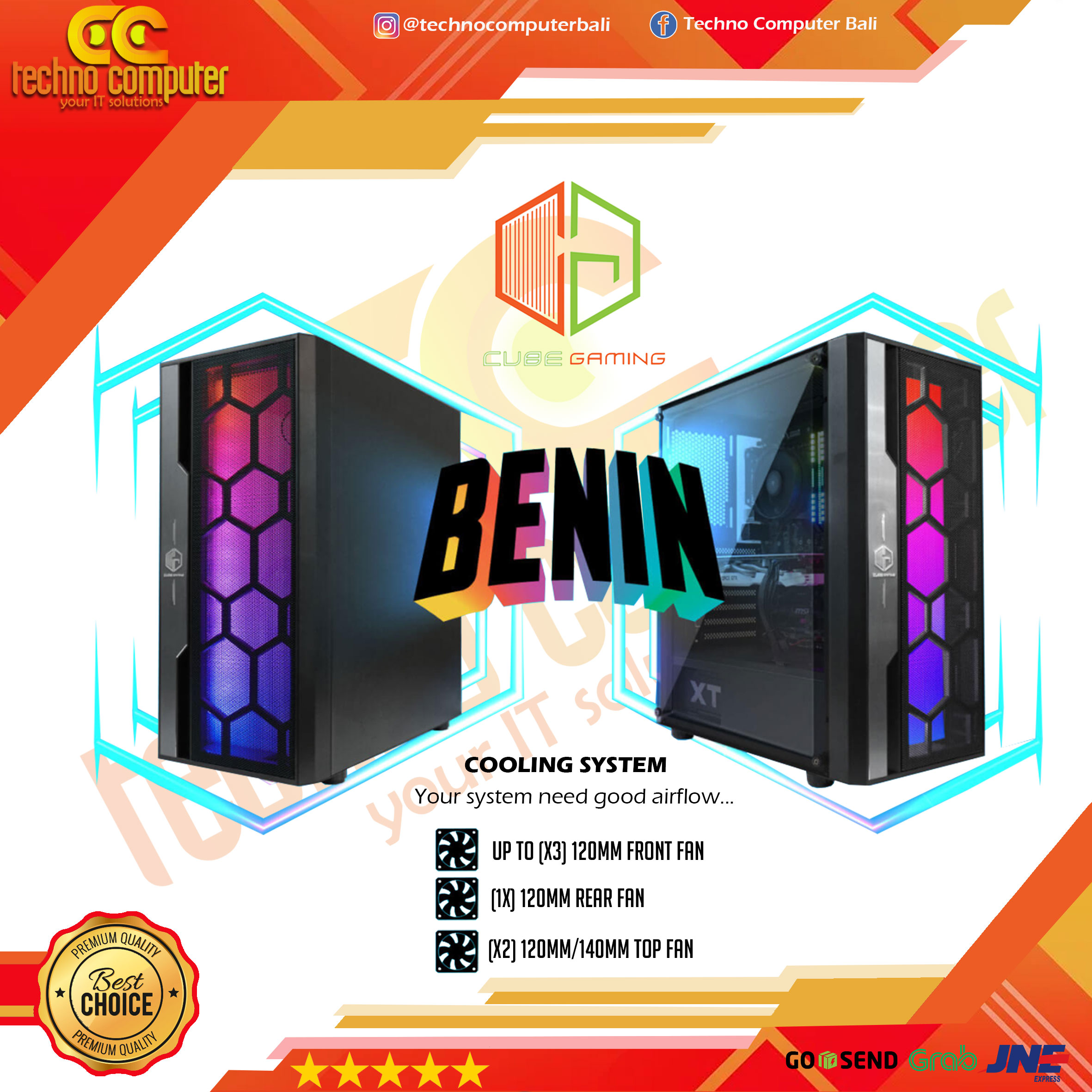 CASING CUBE GAMING BENIN - Tempered Glass Window, ATX, RGB