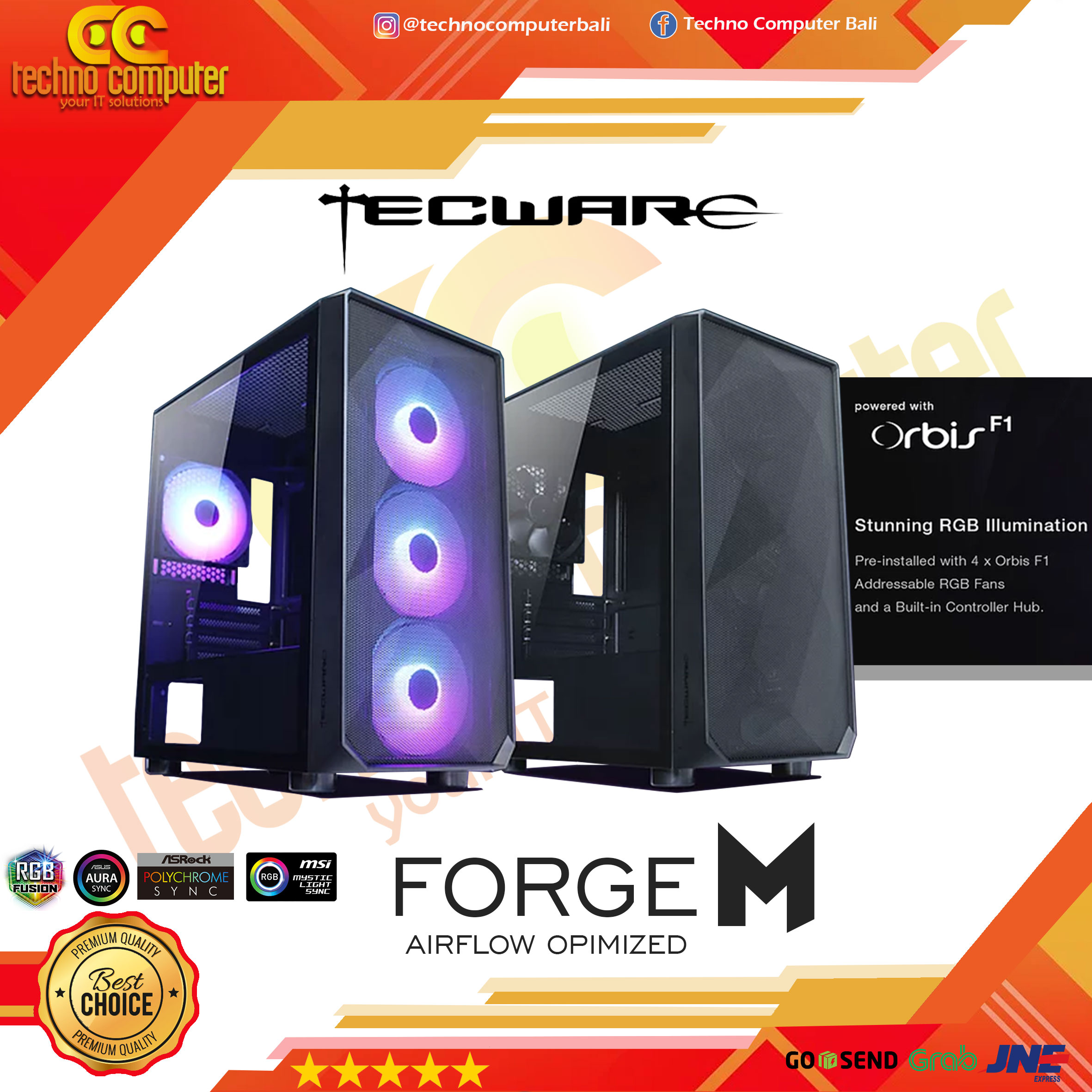 CASING TECWARE FORGE M ARGB - 4 Fan ARGB and Hub
