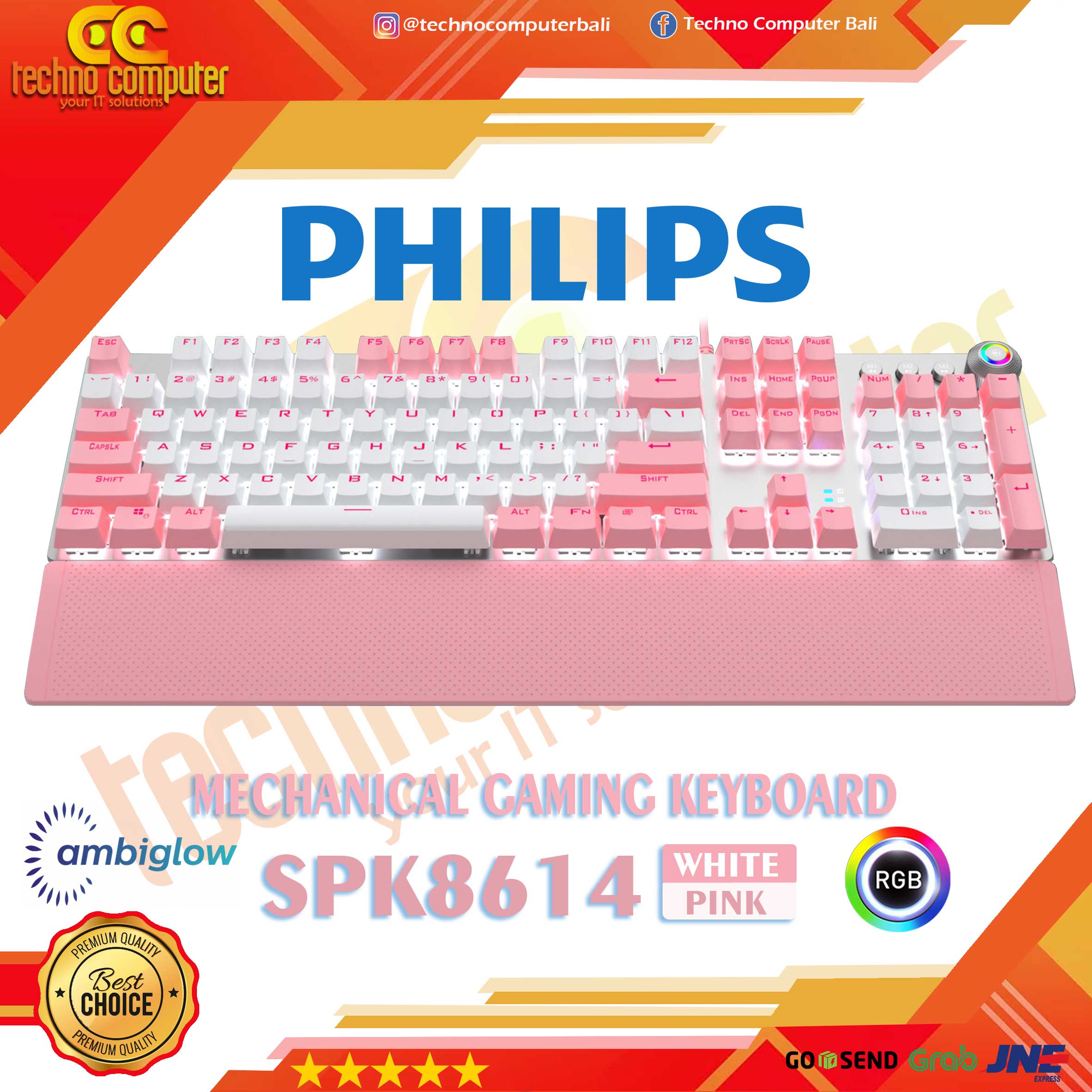 PHILIPS SPK8614 Momentum White-Pink - Mechanical - Gaming Keyboard