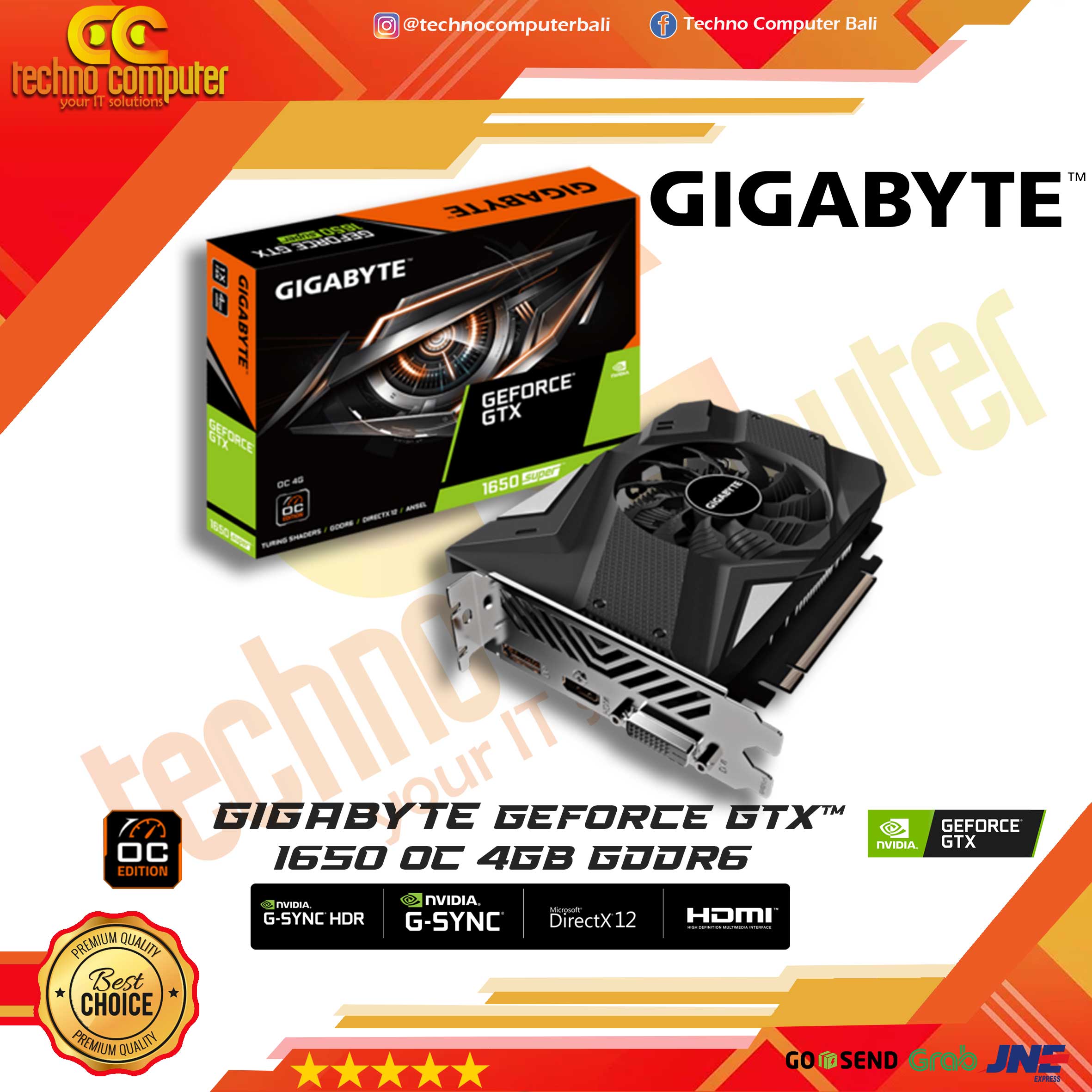 GIGABYTE NVIDIA GeForce GTX 1650 4GB GDDR6 OC - 1 Fan