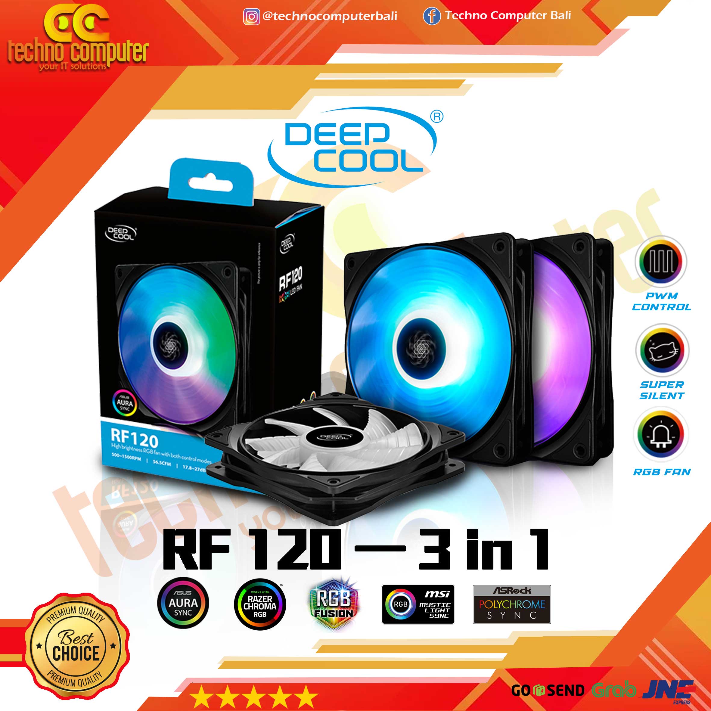 FAN CASING DEEPCOOL RF120 - 3IN1 RGB LED