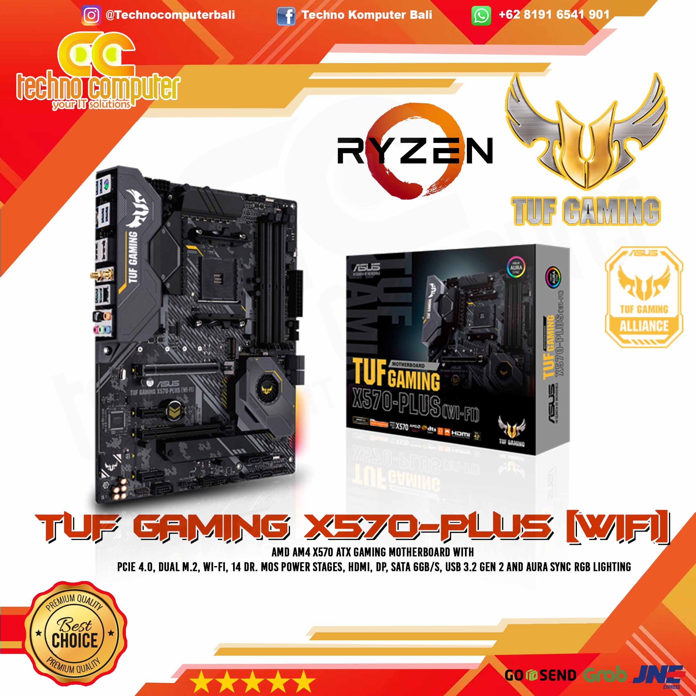 ASUS TUF GAMING X570-PLUS WIFI - ATX, AM4, X570, DDR4