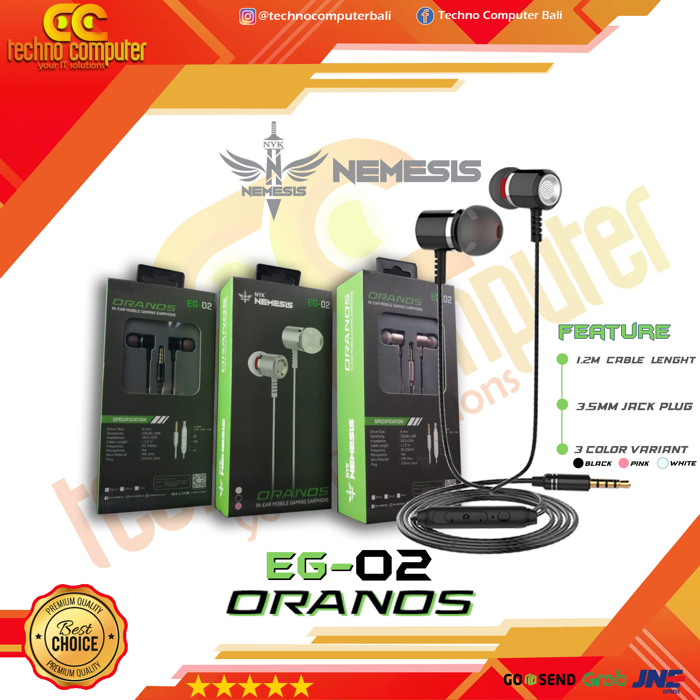 EARPHONE NYK EG-02 ORANOS - WHITE