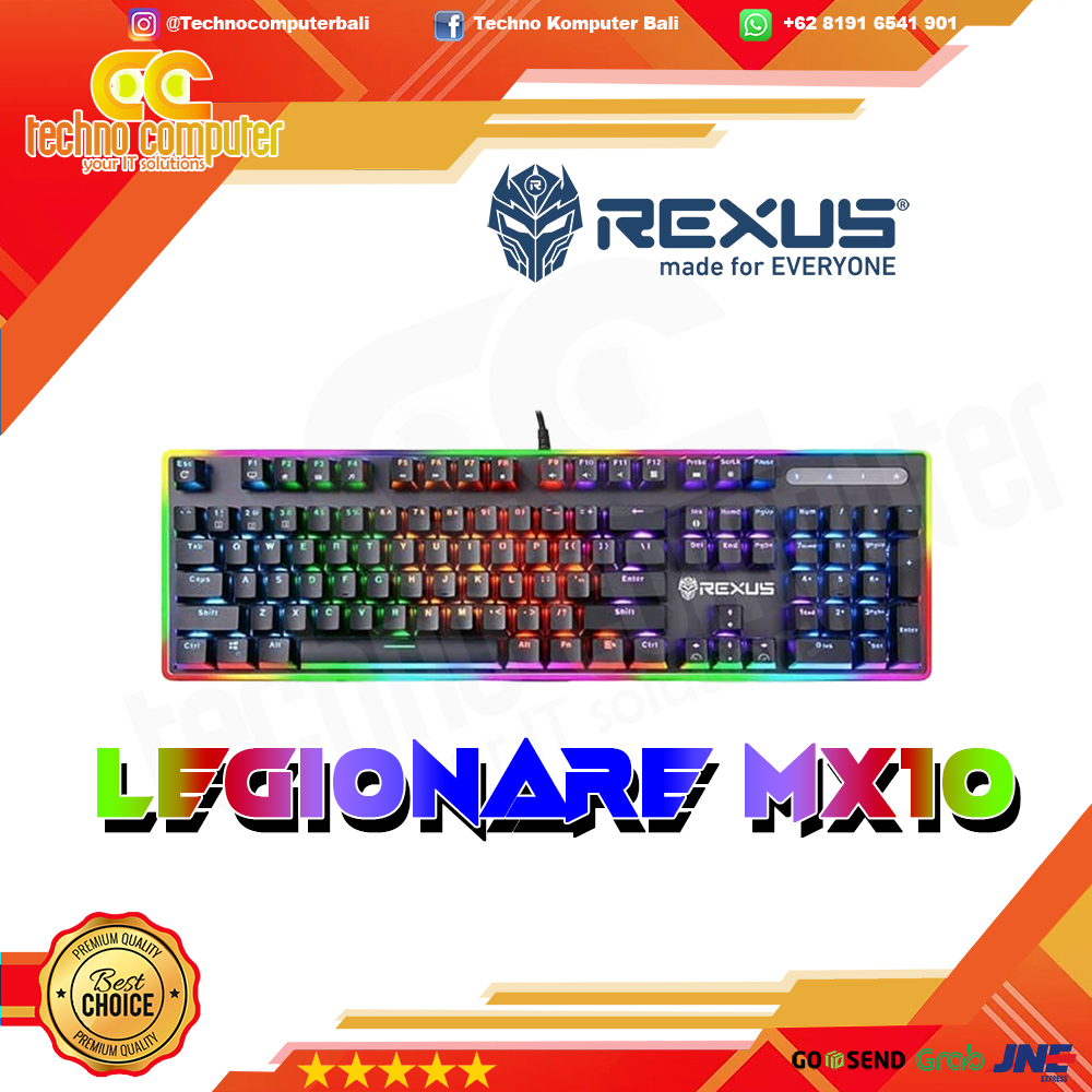 KEYBOARD GAMING REXUS MECHANICAL RGB MX10 BROWN SWITCH