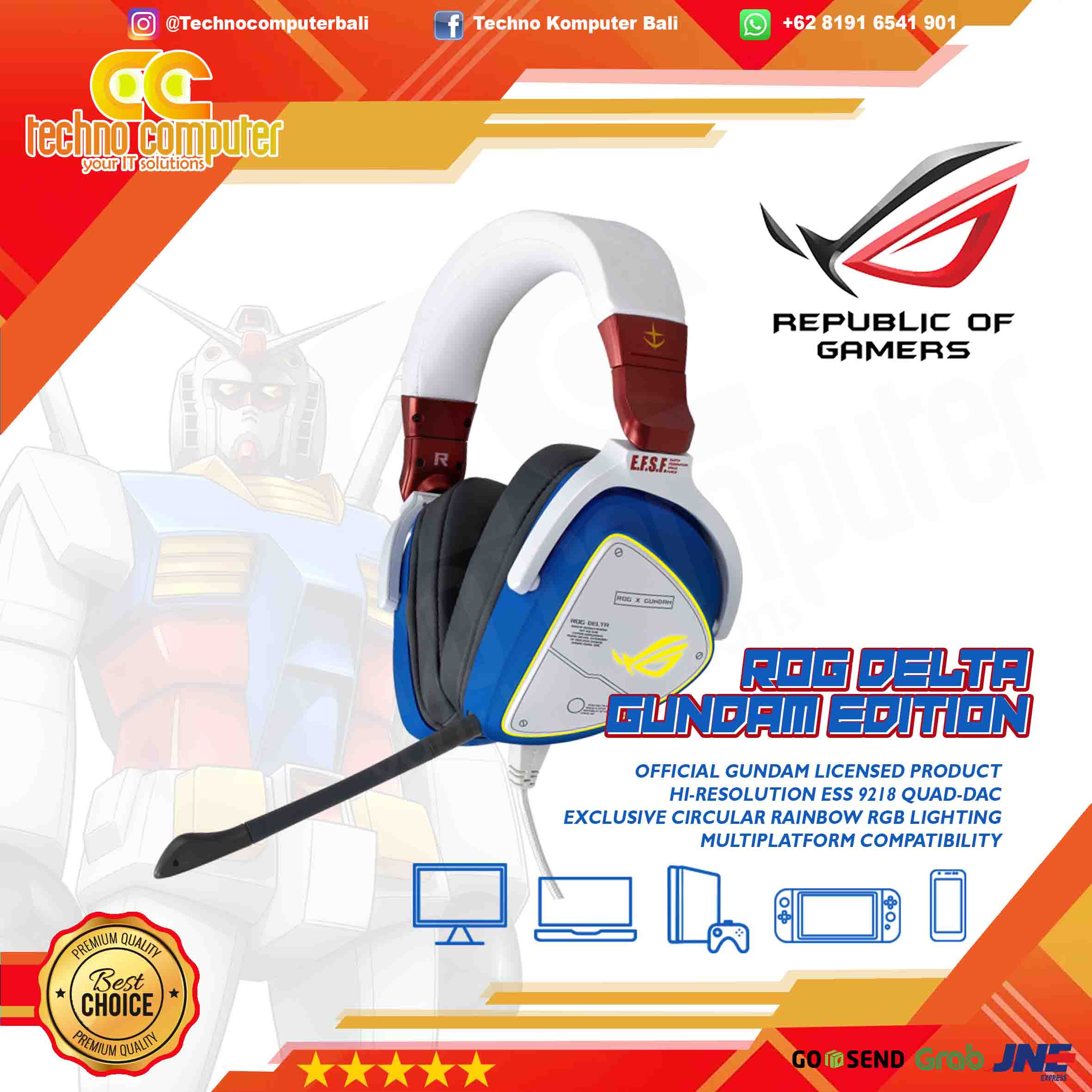HEADSET ASUS ROG Delta GUNDAM Edition - Gaming Headset