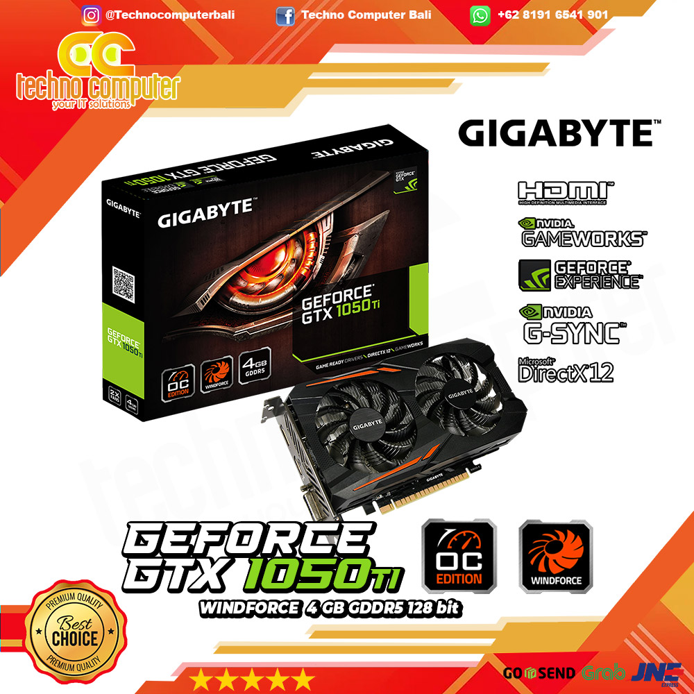 GIGABYTE NVIDIA GeForce GTX 1050 Ti OC 4GB GDDR5
