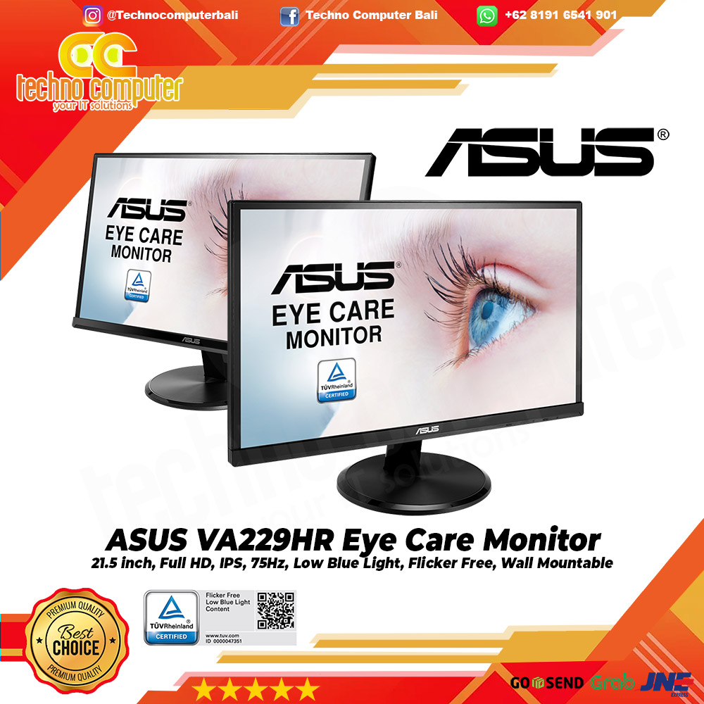 ASUS VA229HR LED Monitor - 22 inch, FHD (1920 x 1080), IPS, 75Hz