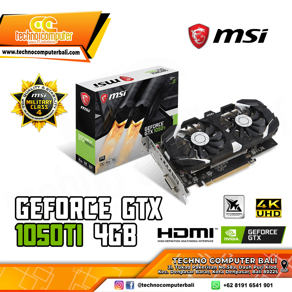 MSI NVIDIA GeForce GTX 1050 Ti 4GT OCV1 4GB GDDR5
