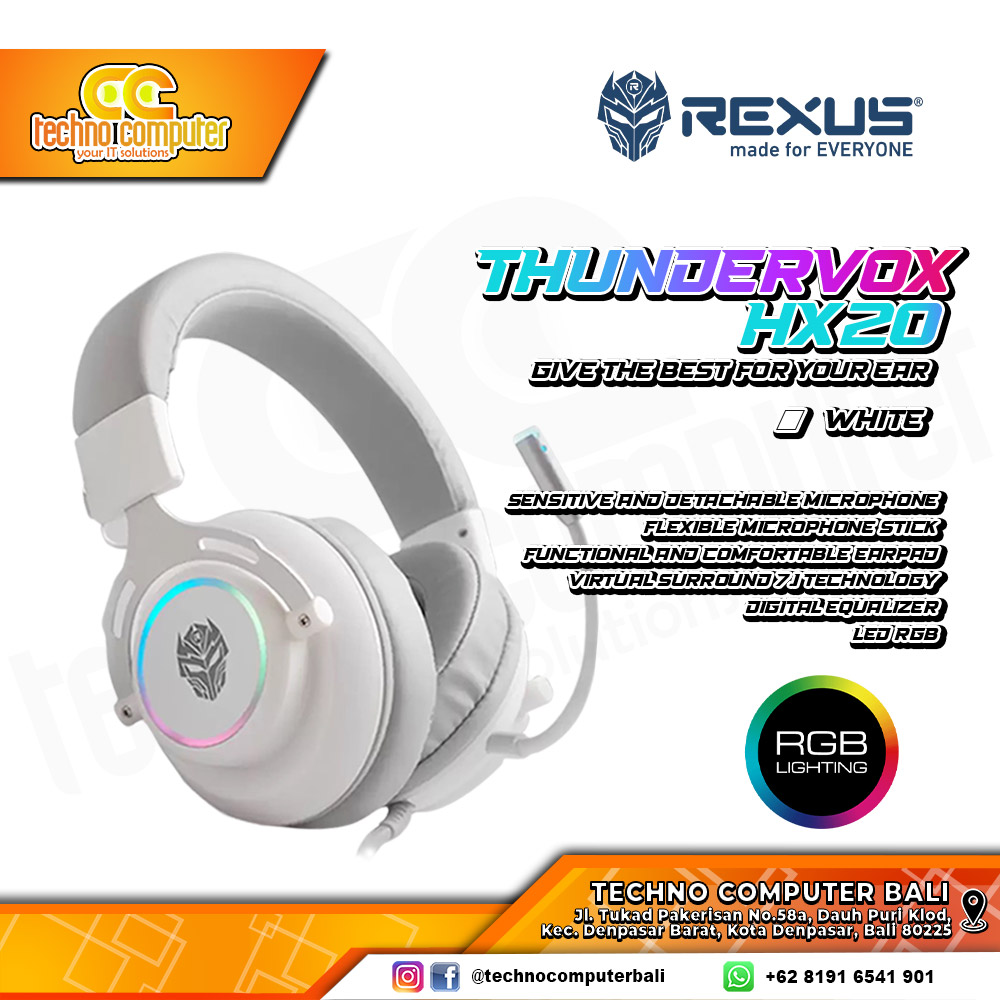 HEADSET REXUS THUNDERVOX HX20 RGB White - Gaming Headset
