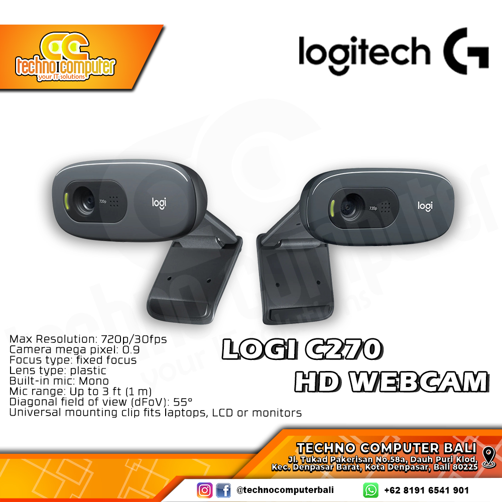 LOGITECH C270 - HD 720p 30Fps Webcam