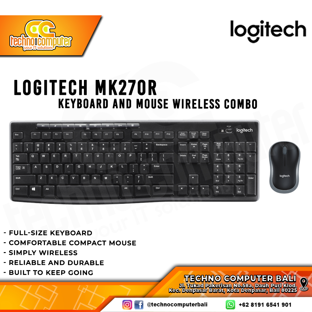 LOGITECH MK270R Wireless - Office Keyboard & Mouse Wireless