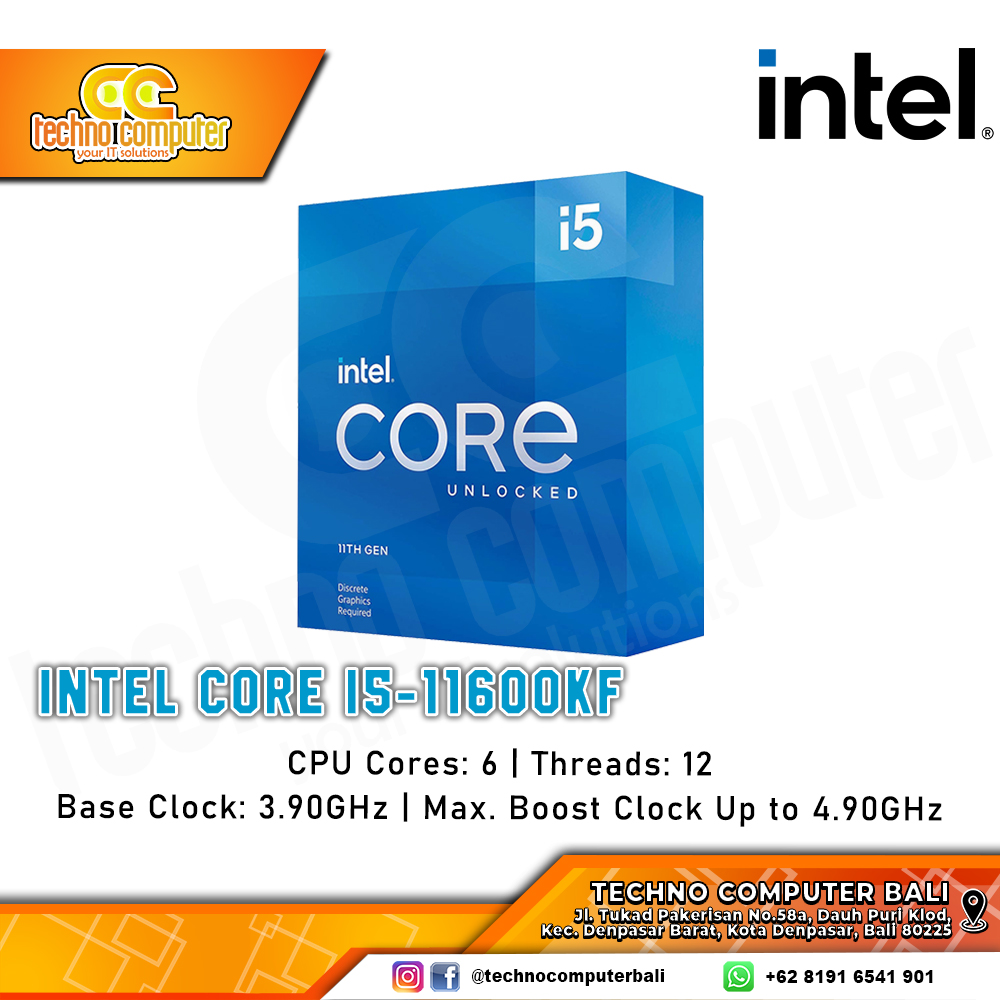 PROCESSOR INTEL CORE I5-11600KF - 6 Cores 12 Threads Up to 4.9GHz - Socket LGA1200