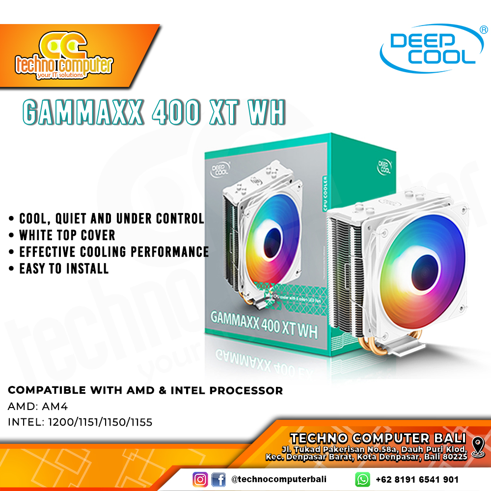 DEEPCOOL GAMMAXX 400 XT WH White - CPU Cooler - 120mm Air Cooler