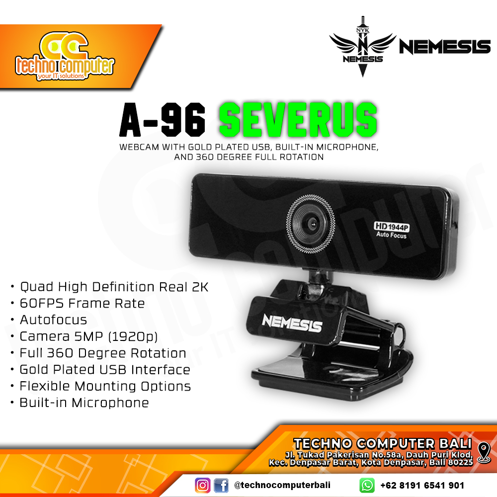 NYK NEMESIS SEVERUS A96 - Quad HD 2K 60Fps Auto Focus Webcam