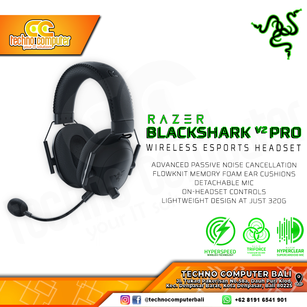 HEADSET RAZER BLACKSHARK V2 Pro Wireless Black - THX 7.1 Spatial Surround Sound - Gaming Headset