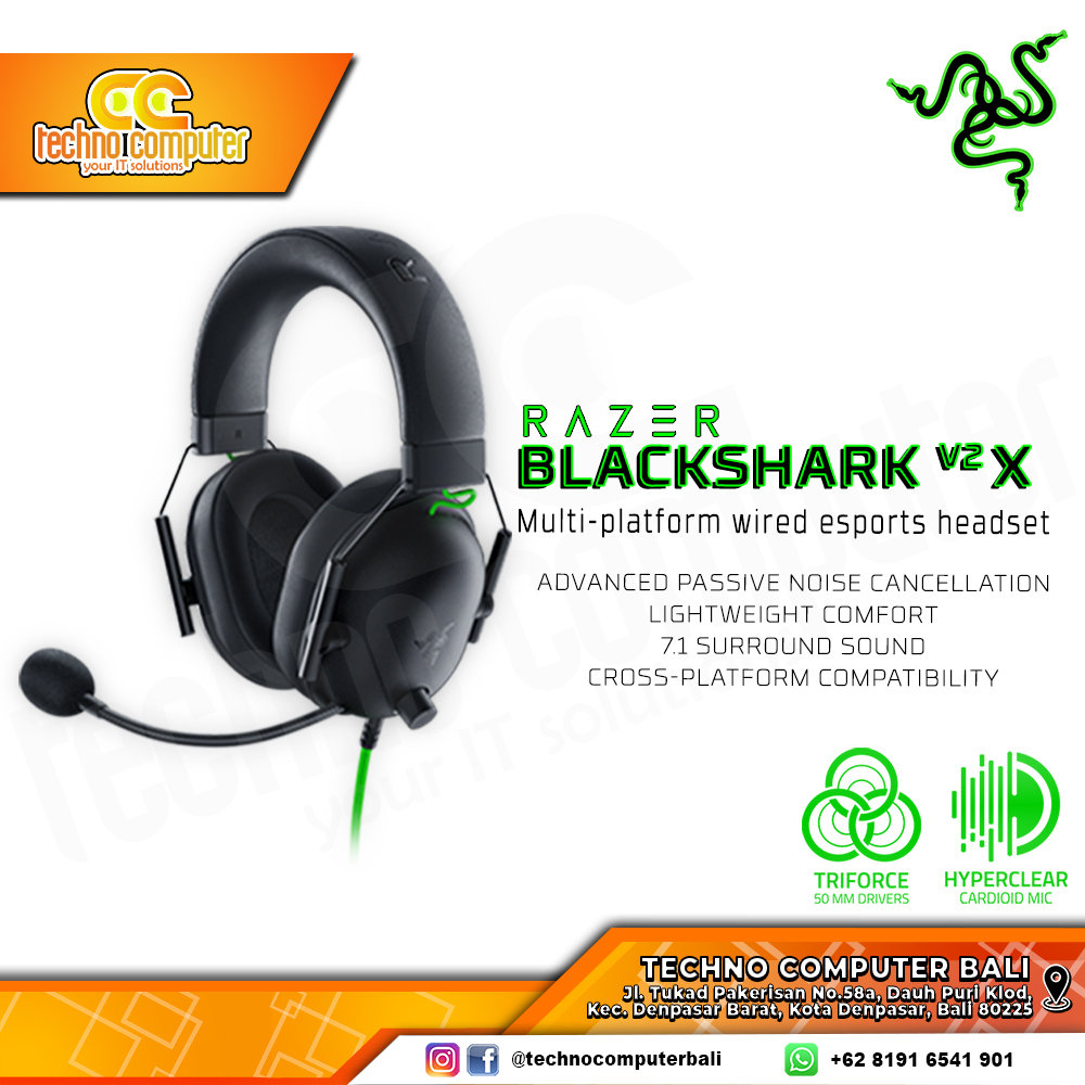 HEADSET RAZER BLACKSHARK V2 X - 7.1 Surround Sound - Gaming Headset