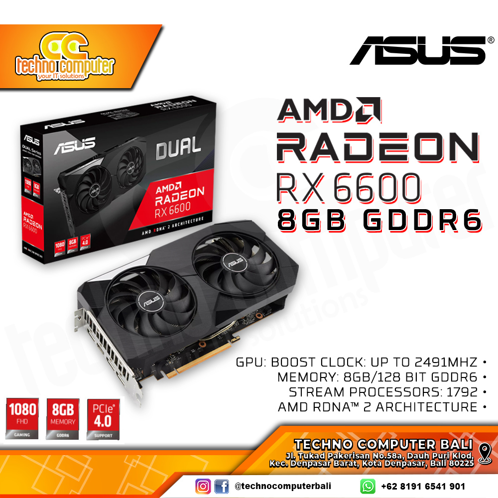 ASUS DUAL AMD Radeon RX 6600 8GB GDDR6