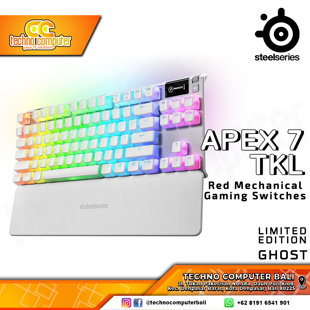 STEELSERIES APEX 7 TKL GHOST Edition - Mechanical Red Switch - Gaming Keyboard