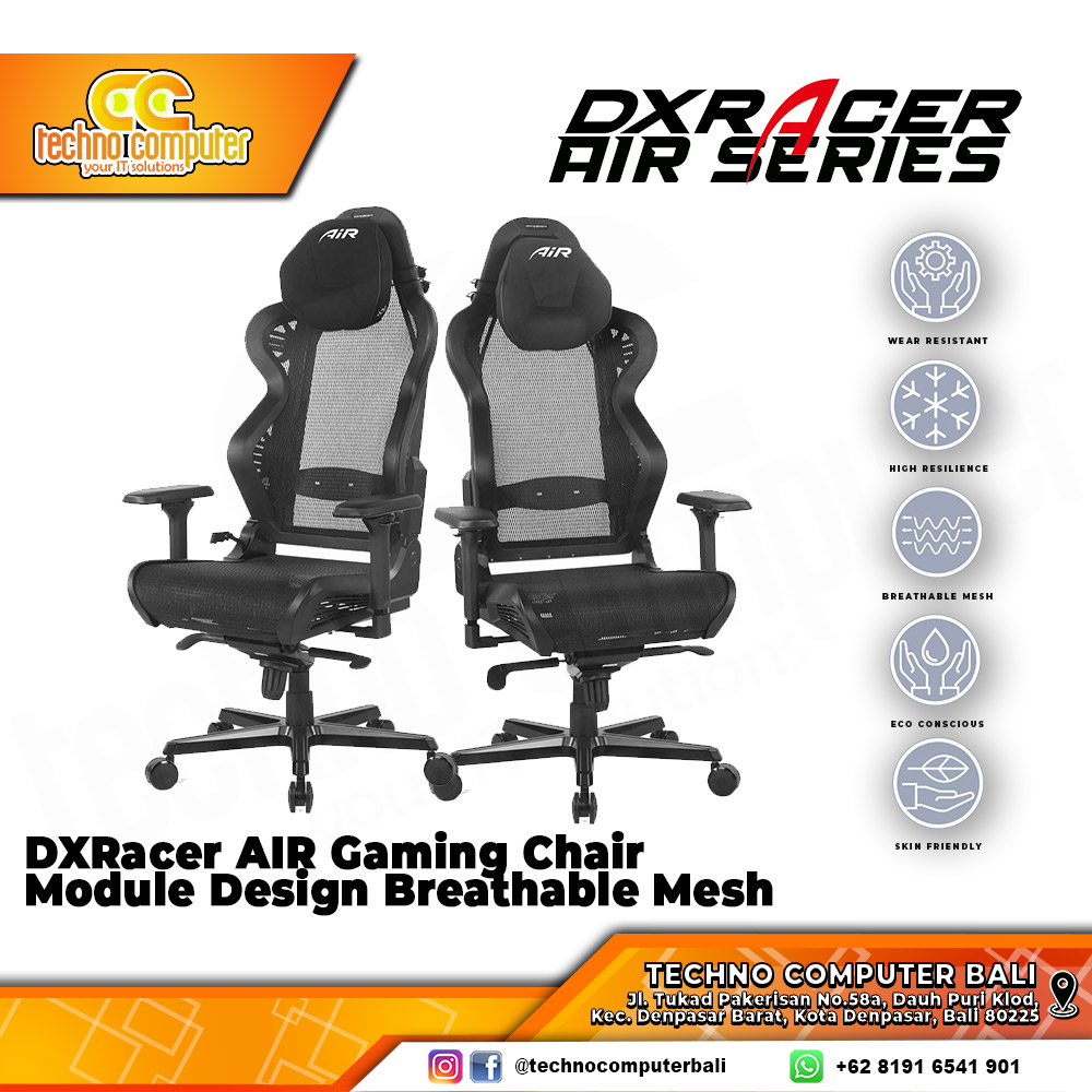 KURSI GAMING DXRacer Air Mesh Gaming Chair Modular Design Ultra-Breathable - BLACK