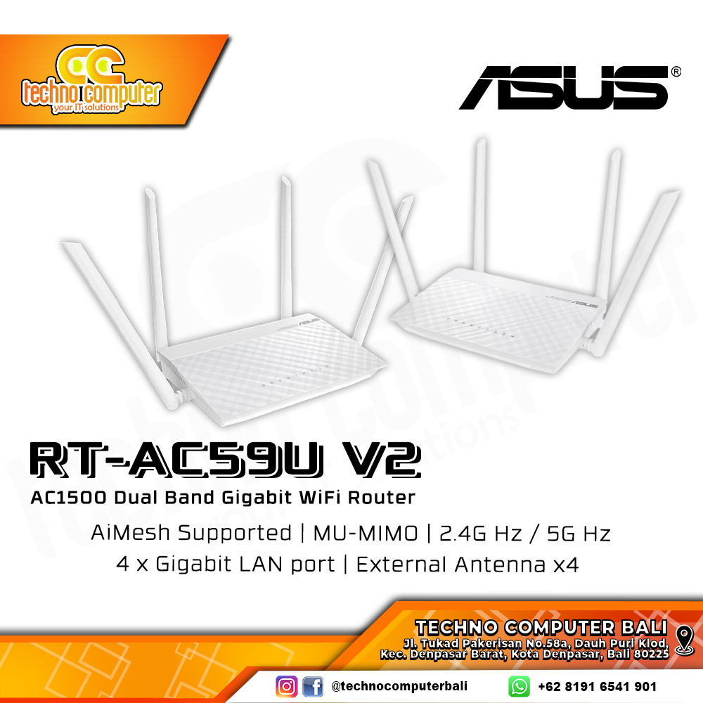 ROUTER ASUS RT AC59U V2 White AC1500 Dual Band Gigabit Wireless Router