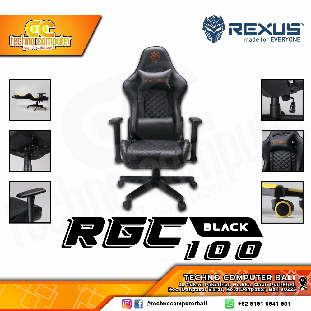 KURSI GAMING REXUS RGC-100 GAMING CHAIR - BLACK