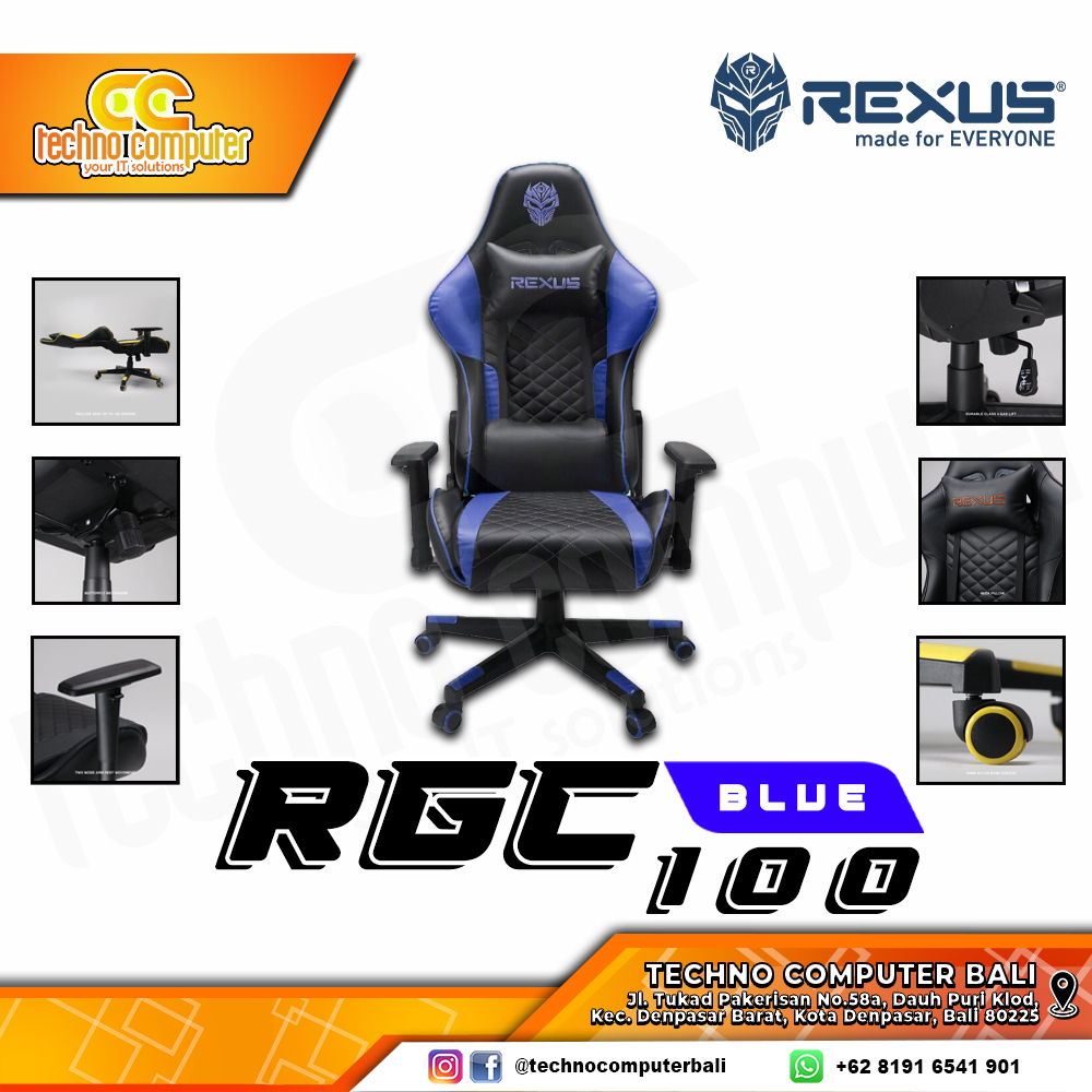 KURSI GAMING REXUS RGC-100 GAMING CHAIR - BLUE