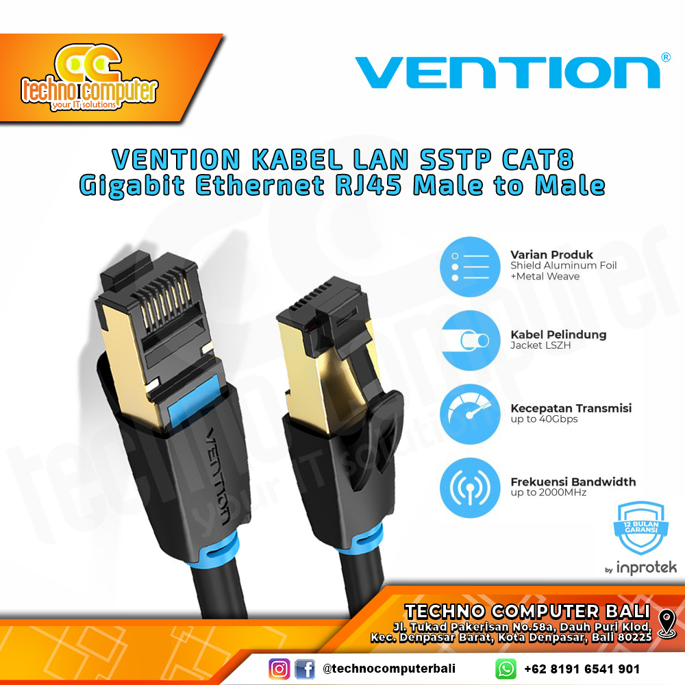 VENTION KABEL JARINGAN - LAN Cat8 SFTP Gigabit Network Patch - IKA 10M