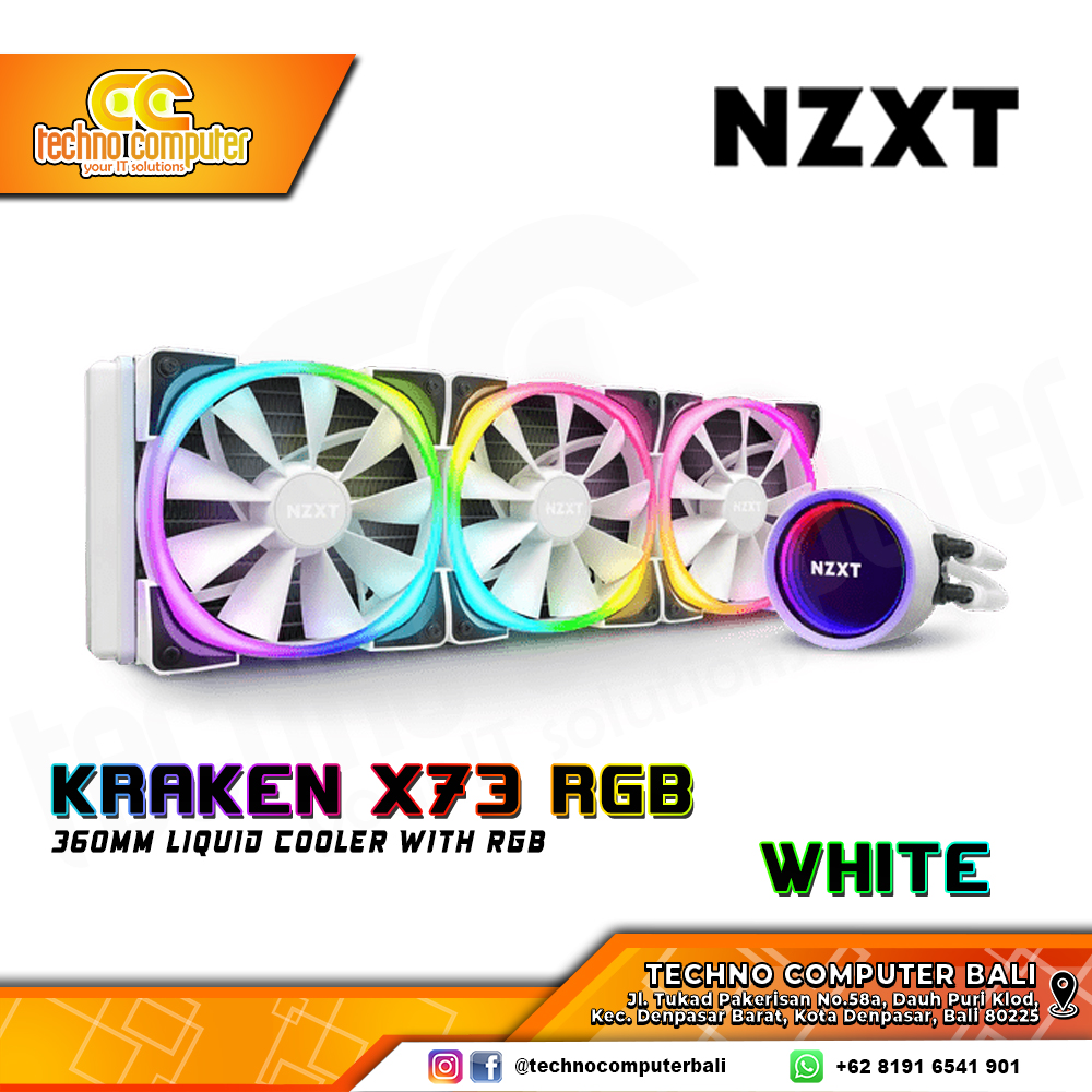 NZXT KRAKEN X73 RGB White Edition - CPU Cooler - 360mm AIO Liquid Cooler with Aer RGB Fans