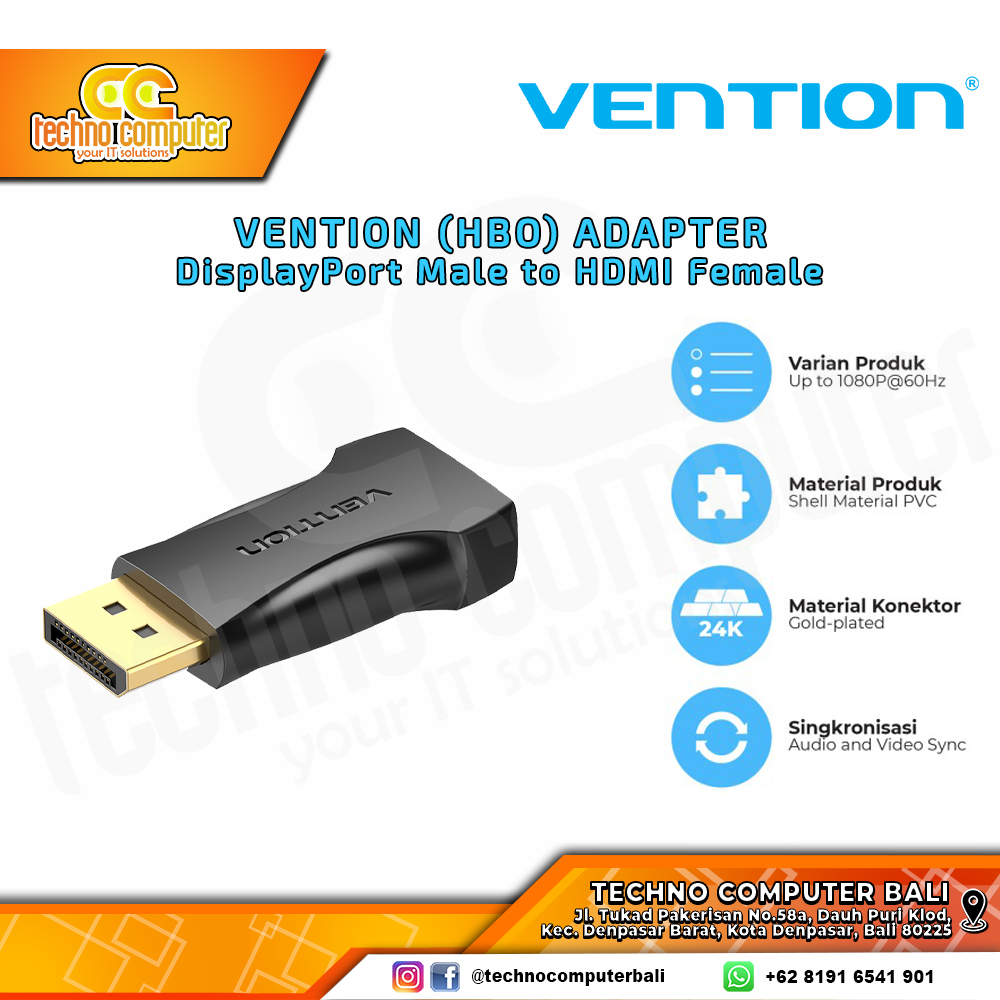 VENTION CONVERTER ADAPTER DISPLAY - DP Male to HDMI Female - HBO