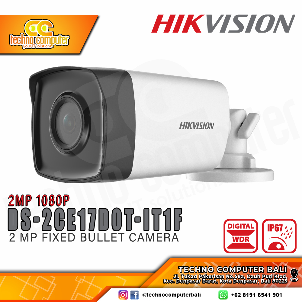 HIKVISION DS-2CE17D0T-IT1F 2MP OUTDOOR Fixed Bullet Camera CCTV