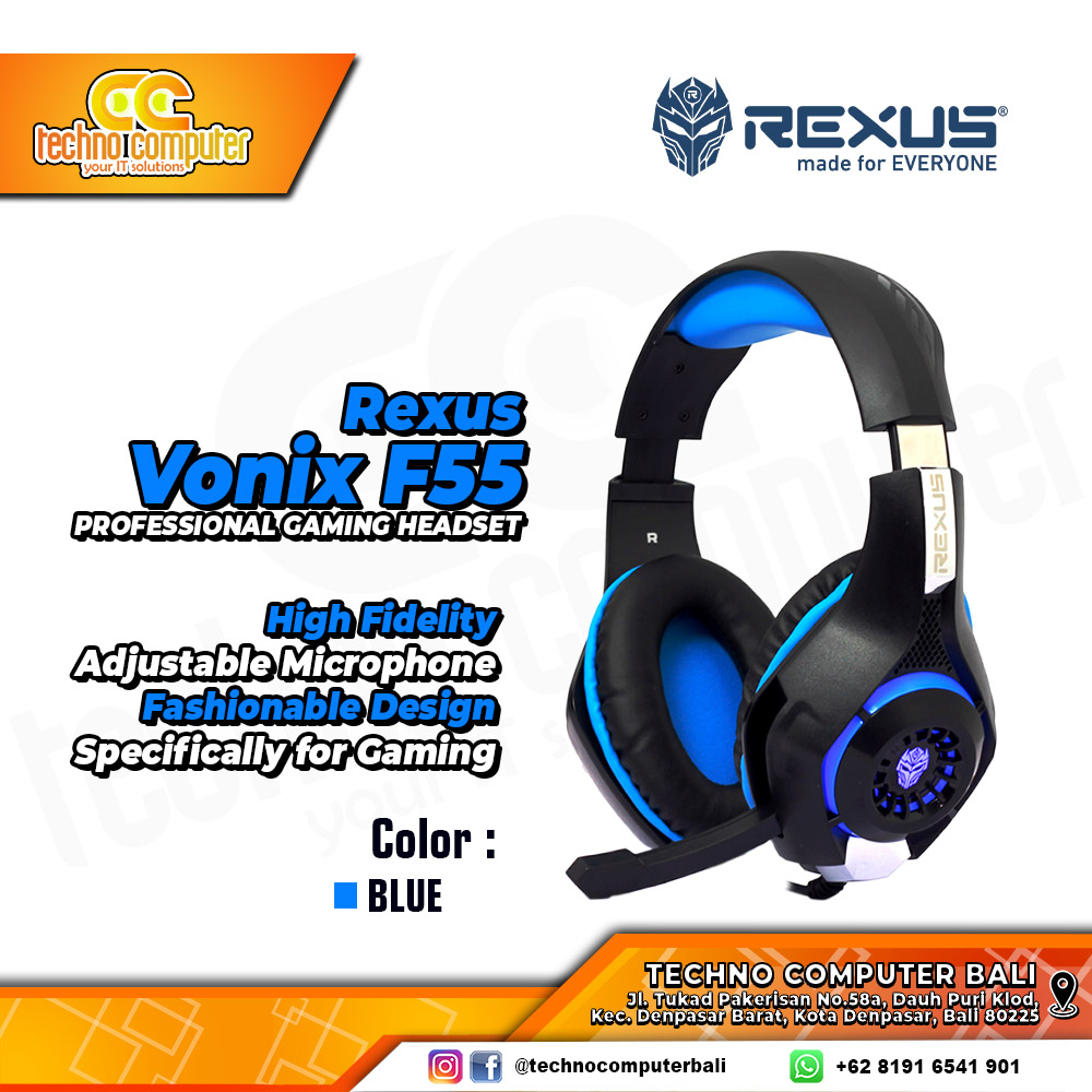 HEADSET REXUS VONIX F55 Blue - Gaming Headset