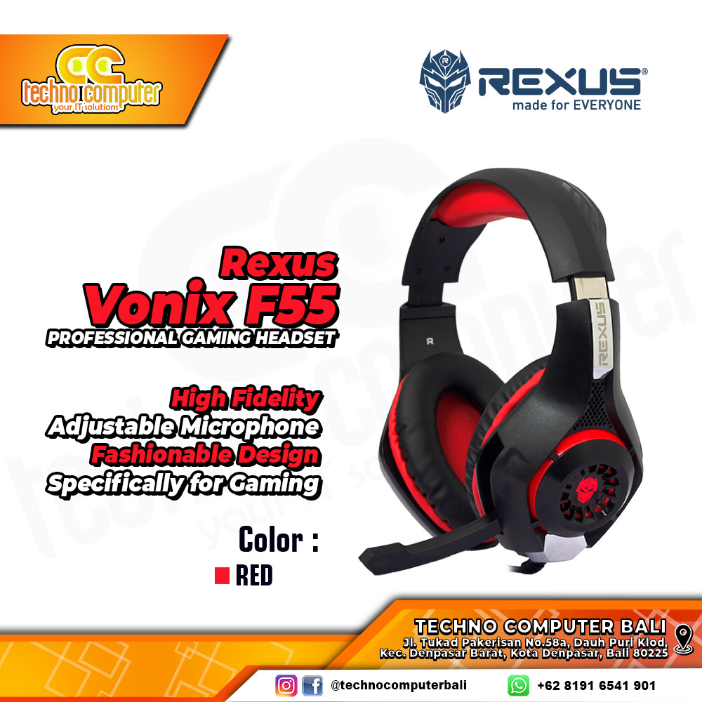 HEADSET REXUS VONIX F55 Red - Gaming Headset