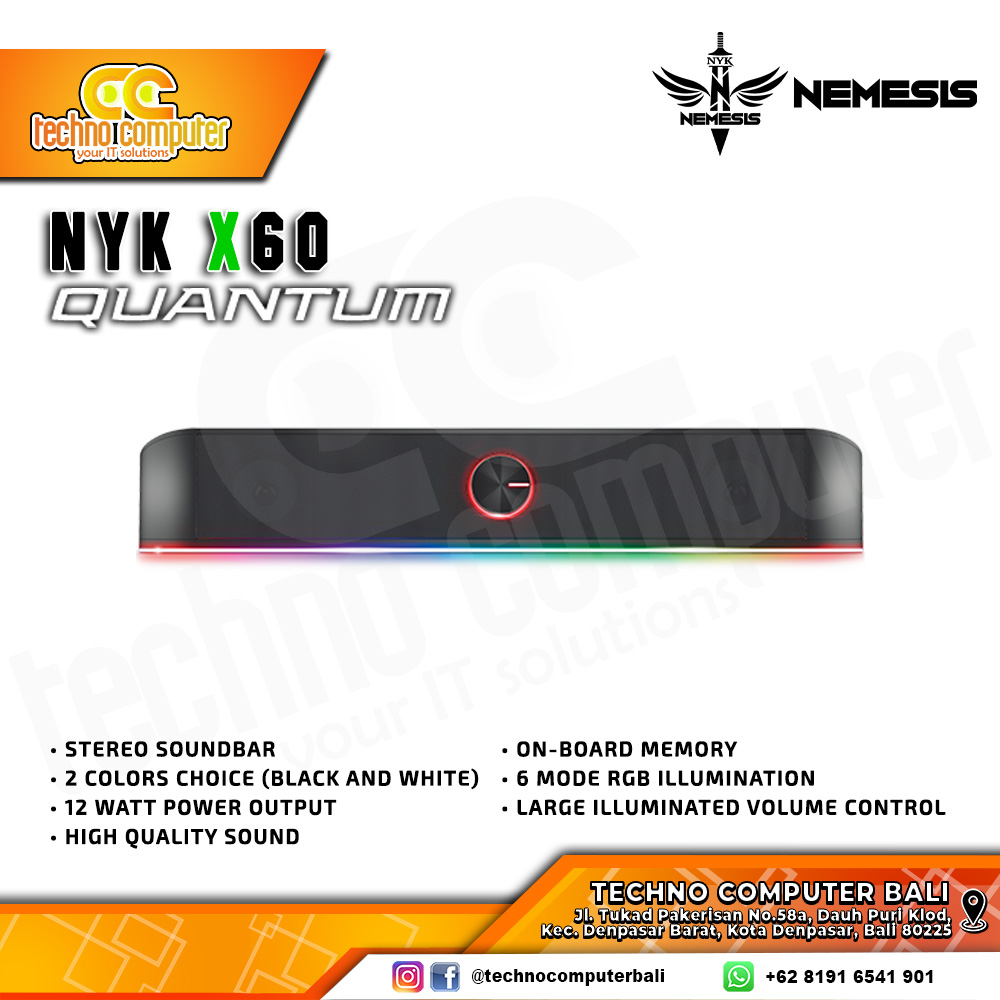SPEAKER NYK NEMESIS X60 Quantum RGB Stereo Soundbar - BLACK