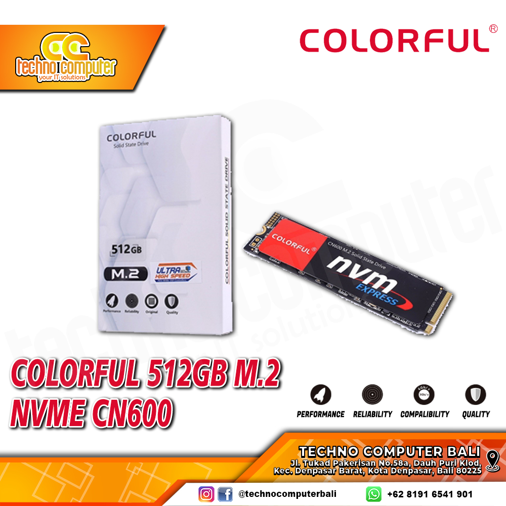 SSD COLORFUL CN600 M.2 NVMe 2280 PCIe Gen3 x4 - 512GB