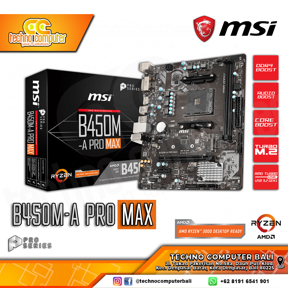 MSI B450M-A PRO MAX - mATX, AM4, B450, DDR4