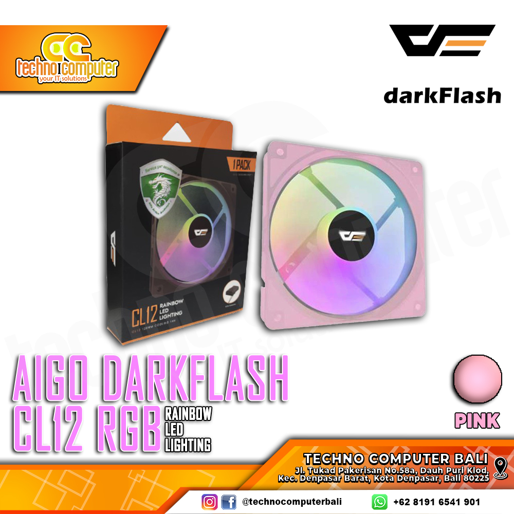 FAN CASING DARKFLASH CL12 Rainbow LED LIGHTING PINK - SINGLE 120MM