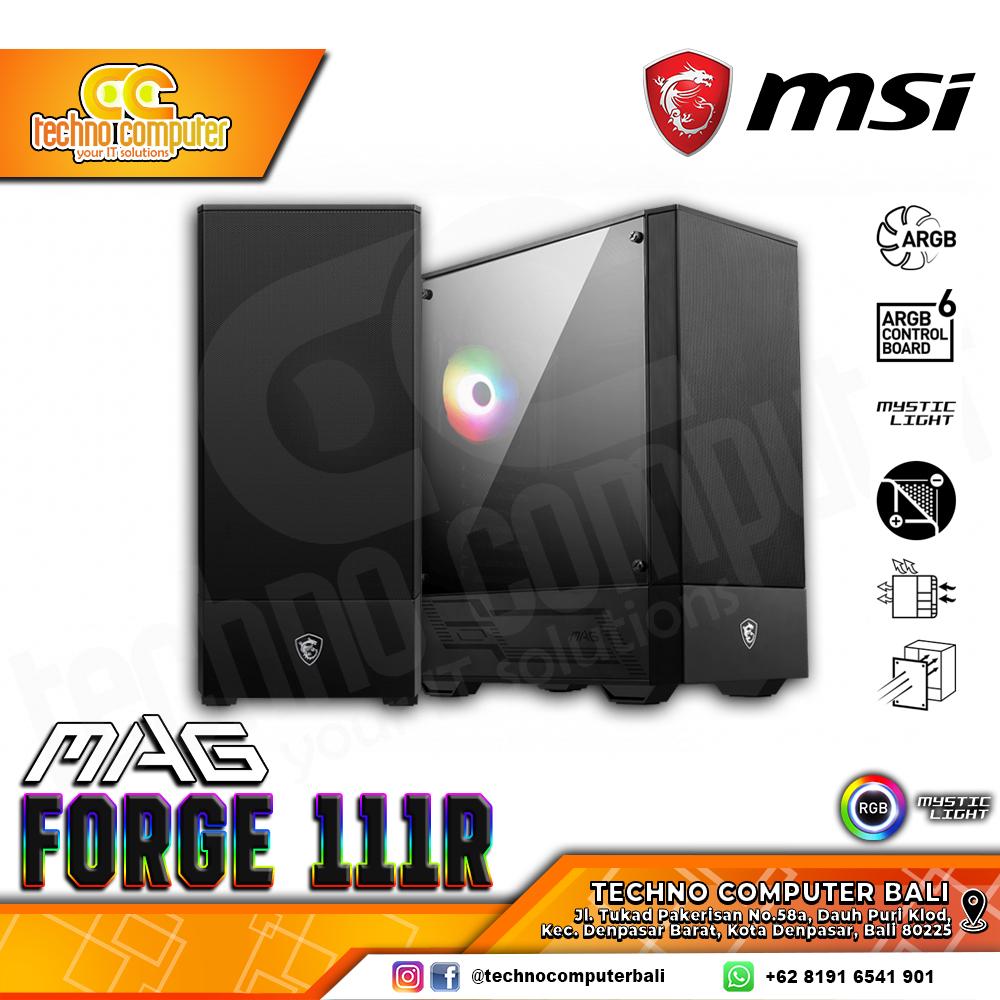 CASING MSI MAG FORGE 111R - Mid Tower ATX Case Tempered Glass (Free 1x ARGB Fan)