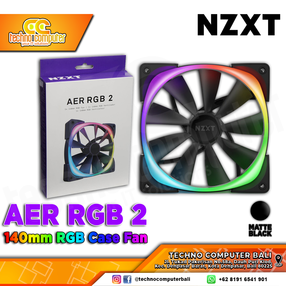 FAN CASING NZXT AER RGB 2 BLACK - 140mm Single Pack