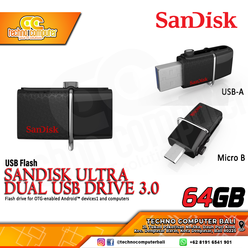FLASHDISK SANDISK OTG 64GB Ultra Dual USB Drive 3.0 