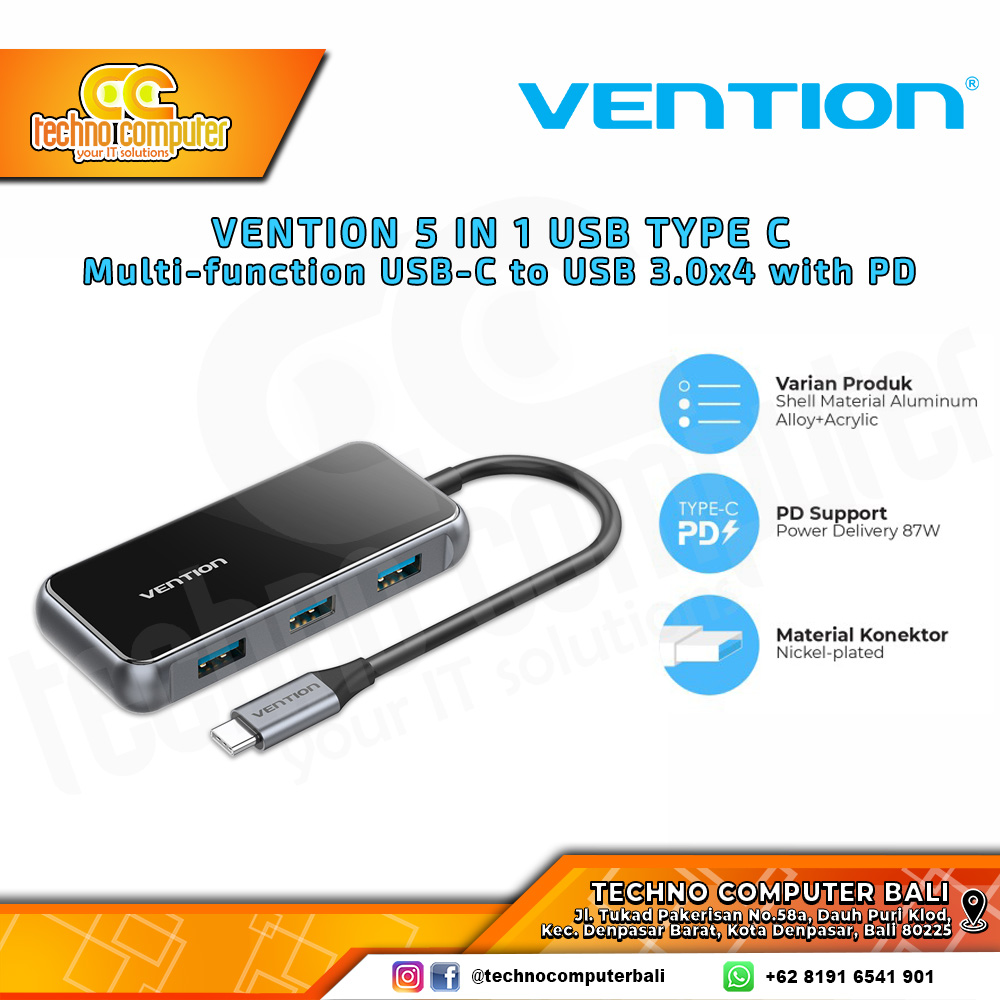 VENTION USB HUB Type-C to USB 3.0 4x Port with Power Delivery - TFD 0.15M
