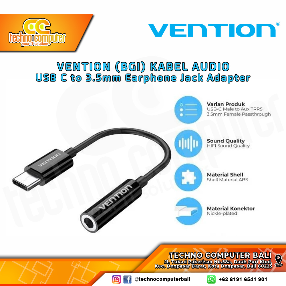 VENTION KABEL AUDIO USB Type-C to 3.5mm Jack Female Audio Adapter Converter - BGI 0.1M