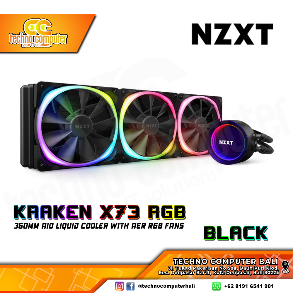 NZXT KRAKEN X73 RGB Black - CPU Cooler - 360mm AIO Liquid Cooler with Aer RGB Fans